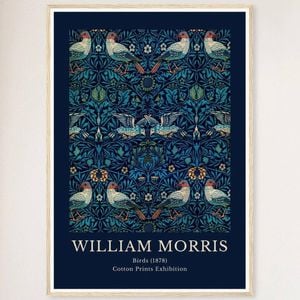 Galrie William Morris Birds Print Exquisite Cotton Exhibition Artwork (1878) Home Decor, Wood Frame, A1 60 x 84cm (23 x 33inch)