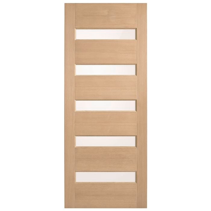 Corinthian 2040 x 820 x 40mm Entrance Door Blonde Oak Translucent Glass AWO52G