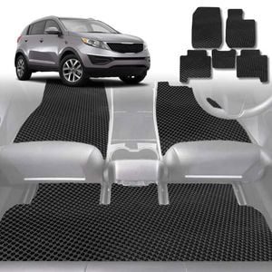 6D Diamond Car Floor Mats for Kia Sportage 2010-2015-Full Set-Black-Outback GT