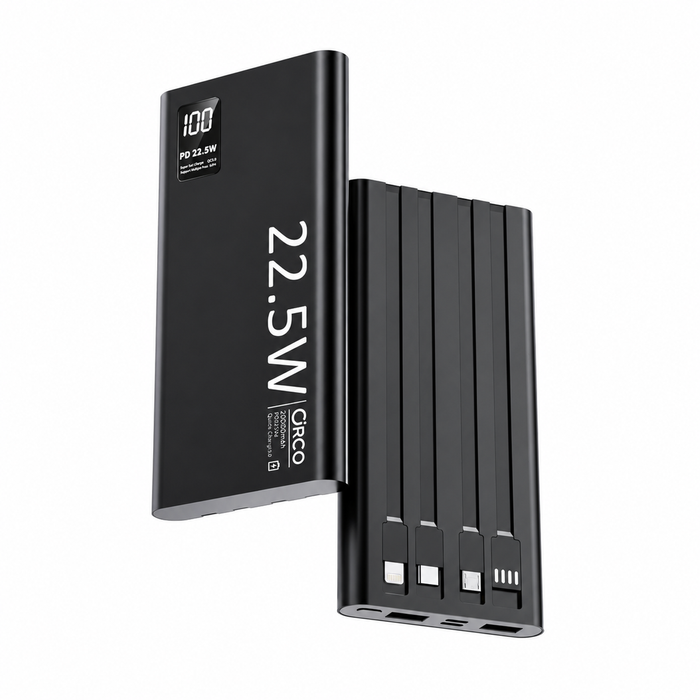 Veloreo 22.5W Power Bank, 20000mAh Portable Charger, USB C, Smart Digital Display For Iphone 16, Ipad, Macbook, Androids