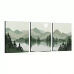 3 Set of Mountain and Lake Forest Print 100% Australian Made 3 x 40x60cm  (Stretched)
