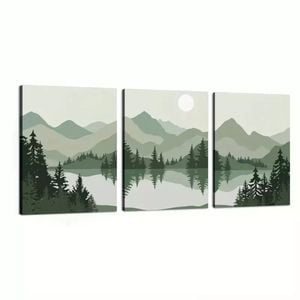 3 Set of Mountain and Lake Forest Print 100% Australian Made 3 x 40x60cm  (Stretched)