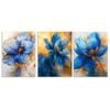3pcs Blue exotic Flowers Art Painting Print 100% Australian Made 3 x 40x60cm (Metal Print)