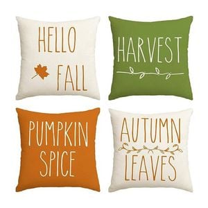 Catzon 4 Pcs Linen Throw Pillow Covers Autumn for Home