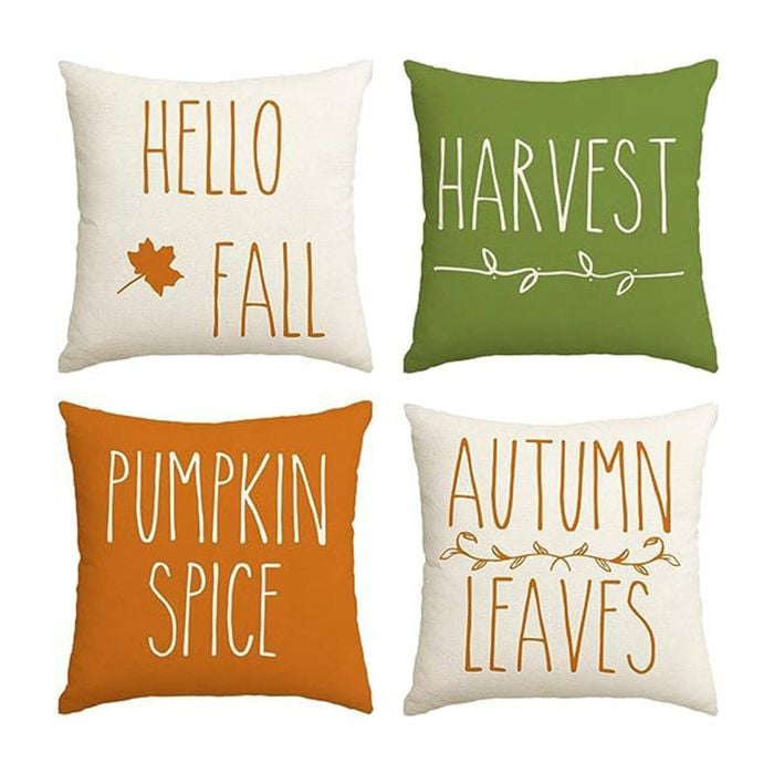 Catzon 4 Pcs Linen Throw Pillow Covers Autumn for Home