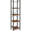 5-Tier Industrial Style Rustic Brown and Black Steel Frame Bookshelf