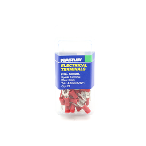 Narva 2.5-3mm / 4.3mm (5/32") Red Flared Vinyl Insulated Spade Terminal (Eye Terminal) - 21 Pack