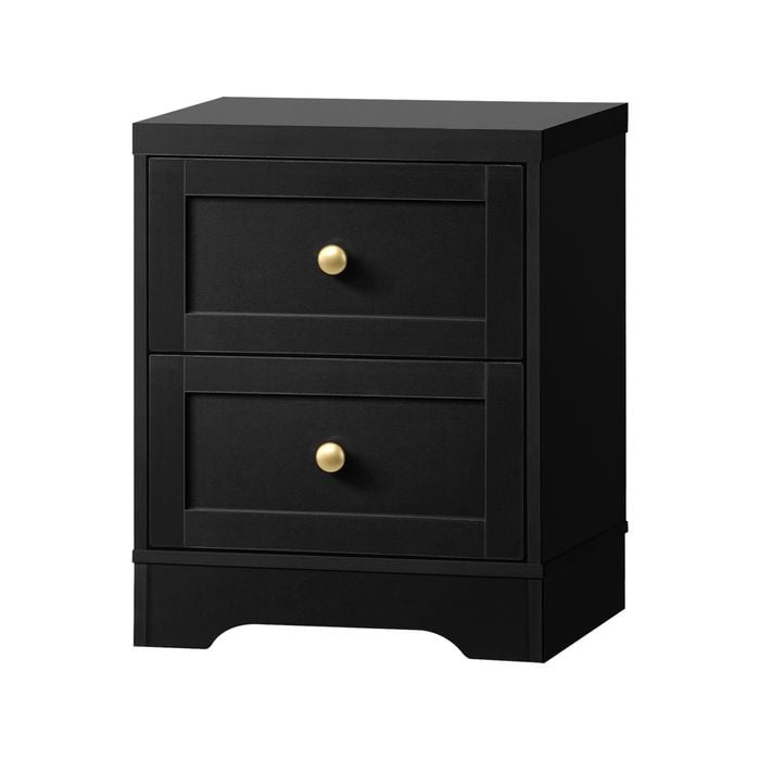 Oikiture Bedside Table Drawers Hamptons Furniture Black