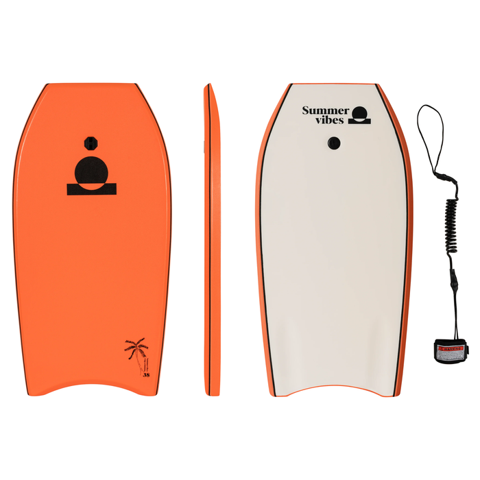 Summer Vibes Bodyboard With Coil - Orange White - Orange / White, 42