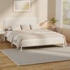 Oikiture Metal Bed Frame Double Size Tufted Bedhead Boucle Fabric Beige