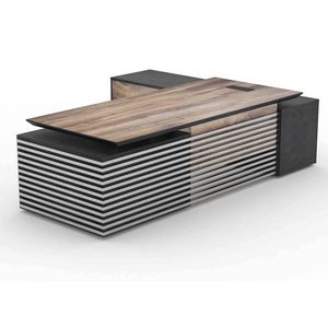 Modern Furniture PHOENIX Executive Desk with Left Return 2.8M - Warm Oak & Black