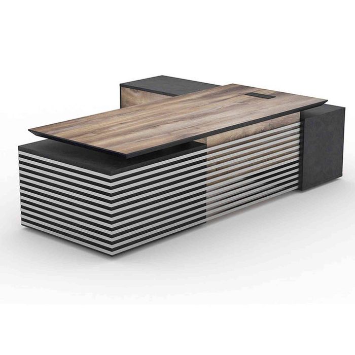 Modern Furniture PHOENIX Executive Desk with Left Return 2.8M - Warm Oak & Black