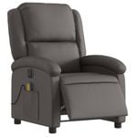 vidaXL Electric Massage Recliner Chair Armchair Single Sofa Grey Real Leather