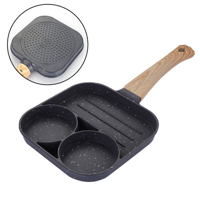 SplendidLiving 3 Hole Fried Egg Pancake Burger Frying Pan Non-Stick Breakfast Egg