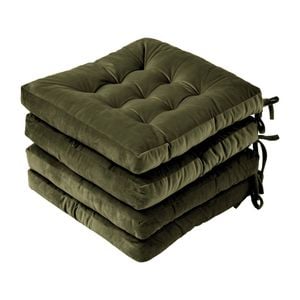 Cadence & Co. Vivienne Velvet Seat Cushion 4 Pack Olive