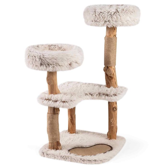 Costway 101cm Wood Cat Tree Tower Cat Climbing-White