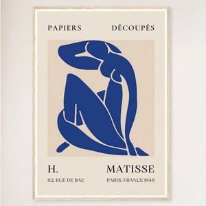 Galrie Papiers Découpés Blue H. Matisse Print (1948) Elegant Artwork, Wood Frame, A0 84 x 119cm (33 x 47inch)