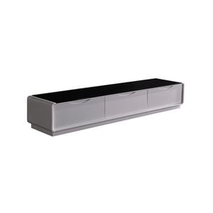 TV Cabinet with 3 Storage Drawers With High Glossy Assembled Entertainment Unit in Black & White colour