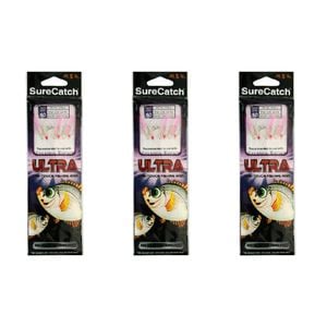 3x Surecatch Ultra Sabiki Rig Bait Rig with White/Pink Tinsel Hook - Size 12