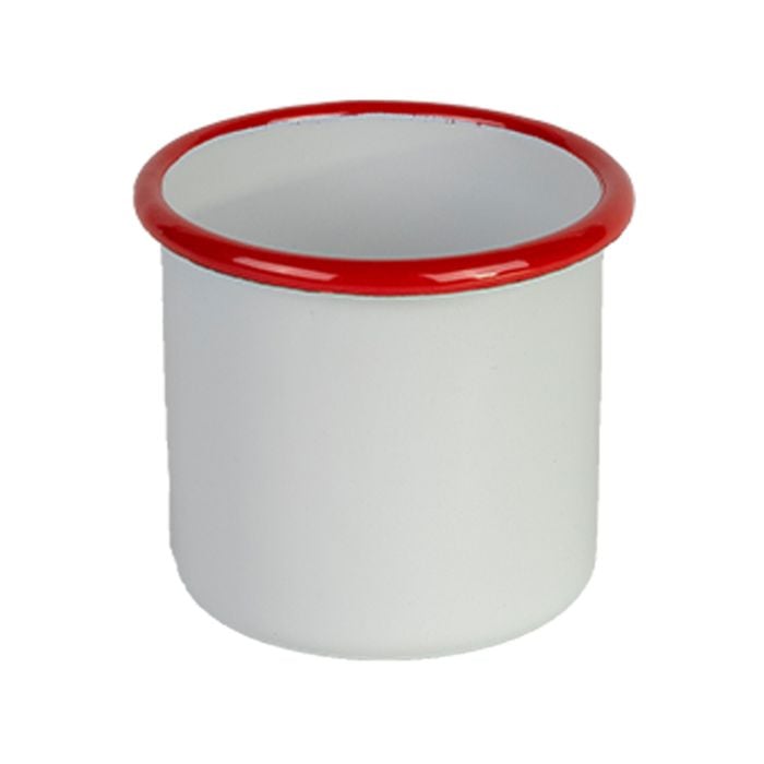 Urban Style Enamelware 280ml 7.5cm Porcelain w/ Red Rim Tumbler - White