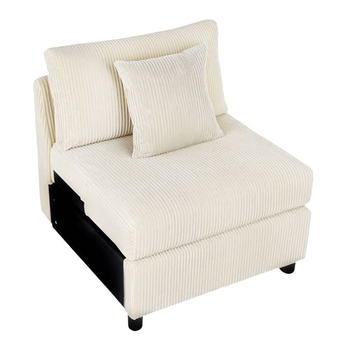 Ufurniture Armless Sofa Lazy Lounge Sofa Beige