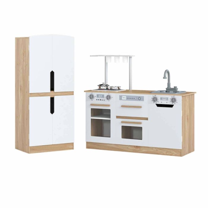 Costway 2 Piece Kitchen Playset Modular Kid Toy Fridge Play Set