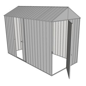 Build-a-Shed 1.5 x 3.0 x 2.3m Front Gable Dual Door Narrow Shed - Zinc