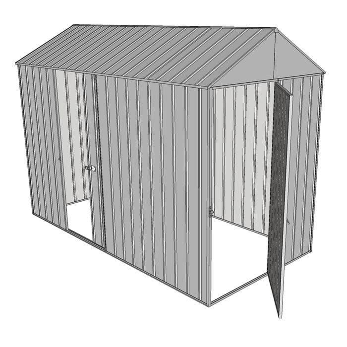 Build-a-Shed 1.5 x 3.0 x 2.3m Front Gable Dual Door Narrow Shed - Zinc