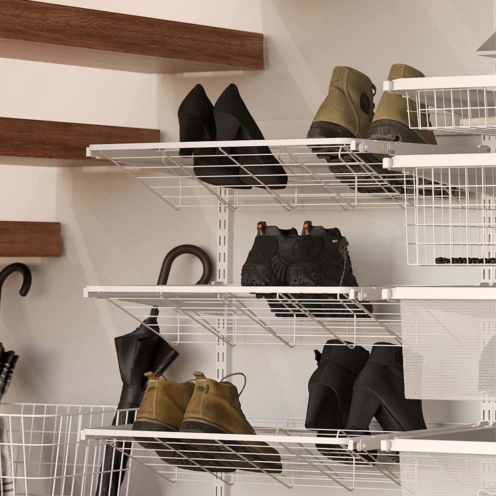 Flexi Storage Home Solutions White Double Slot Sliding Wire Shoe Rack Bunnings Australia