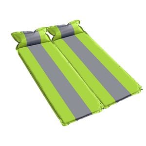 Double Self Inflating Mattress Sleeping Mat Air Bed Camping Camp Hiking Joinable Pillow - Green