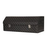 SOGA Leather Car Boot Collapsible Foldable Trunk Cargo Organizer Portable Storage Box - Black/White Stitch Large