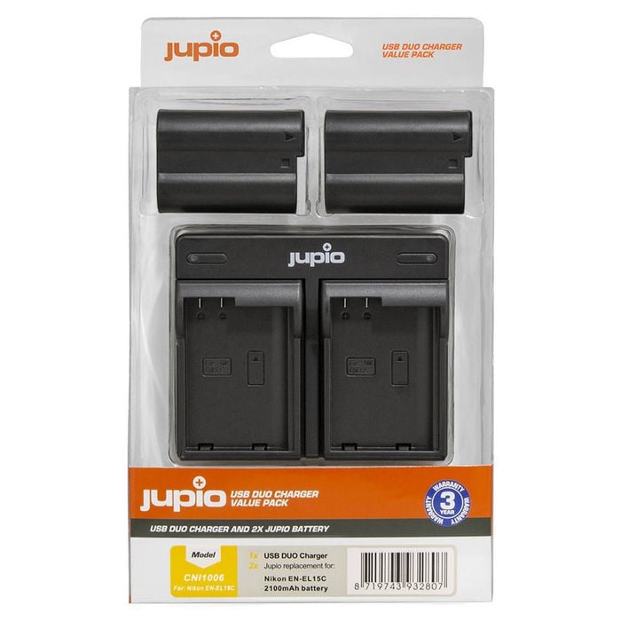 Jupio Nikon EN-EL15C Twin Battery + Dual Charger Kit