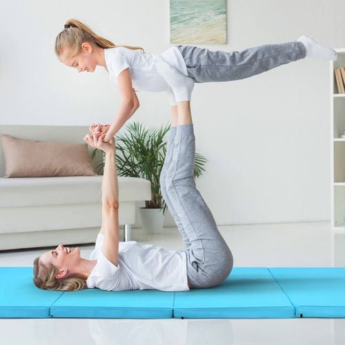 Costway 4 Fold Gymnastics Mat Exercise Yoga Mat Waterproof Blue Bunnings Australia
