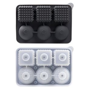 Catzon Silicone Ice Cube Tray with Lid 2 Shapes for Whiskey-Black