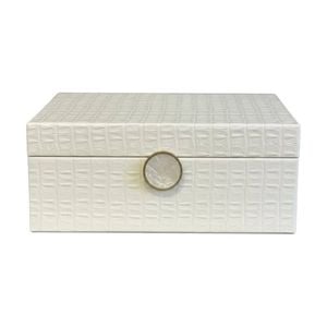 SS Collective Cream White Decorative Box W/ Mother of Pearl Latch 26x16x9cm