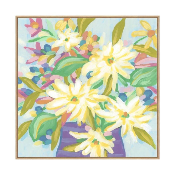 Artey | Sunny Day Bouquet II - Framed Canvas - Natural Frame - 100 x 100cm