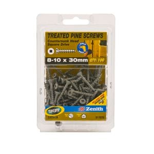 Zenith 8 - 10 x 30mm Treated Pine Square Drive Screws - 100 Pack