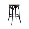 Aster Round Bar Stools Dining Stool Chair Solid Birch Timber Rattan Seat Black