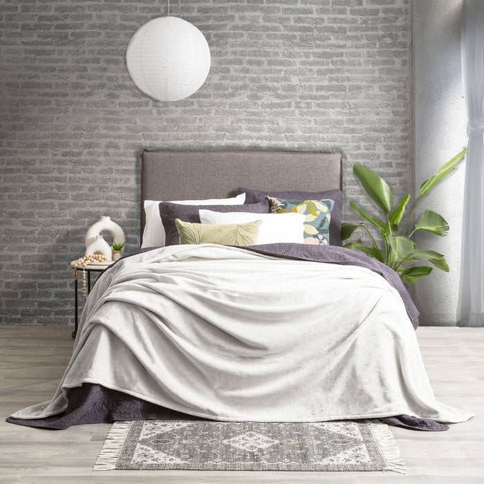 Renee Taylor Plush Super King Blanket 380GSM Ultra Soft Velvet Silver Line