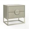 Braxton Putty Oak 2 Drawer Ripple Slatted Bedside Table