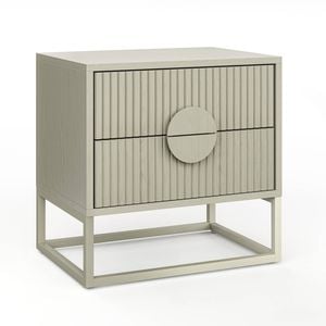 Braxton Putty Oak 2 Drawer Ripple Slatted Bedside Table