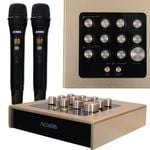ACNOS Mi-30u (Gold) Compact Portable Karaoke Enhancer Mixer + 2 UHF Wireless Microphones + Carry Bag