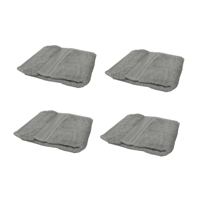 Set of 4 100% Cotton Face Washers Perfect Touch 33 x 33cm Charcoal