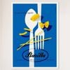 Galrie Barilla Vintage Pasta Advertising Poster - Charming Kitchen Wall Decor, White Frame, 50 x 70cm (20 x 28inch)