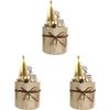 3PK LVD Metal/Wood LED Xmas Tree Deer Stump Home Christmas Display Decor 11x21cm