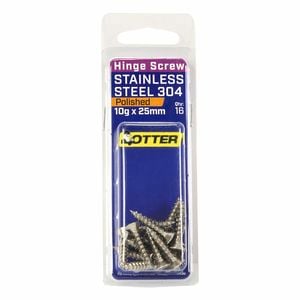 Otter 10 x 25mm Polished Stainless Steel 304 Hinge Screws - 16 Pack