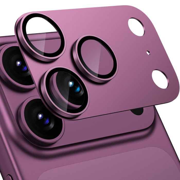 Tough On iPhone 18 Pro Max / 17 Pro Max Matte Metal Camera Lens Protector Tempered Glass Aluminium Alloy Burgundy