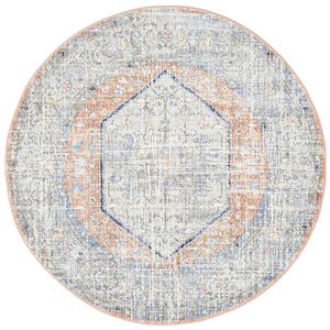 The Rug Connection Estate Lorissa Silver 240x240cm - Large Round Transitional Pet Friendly Indoor Rug