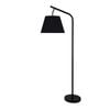 Oriel Lighting Padstow Black Metal Floor Lamp With Black Cotton Shade