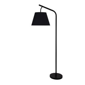 Oriel Lighting Padstow Black Metal Floor Lamp With Black Cotton Shade